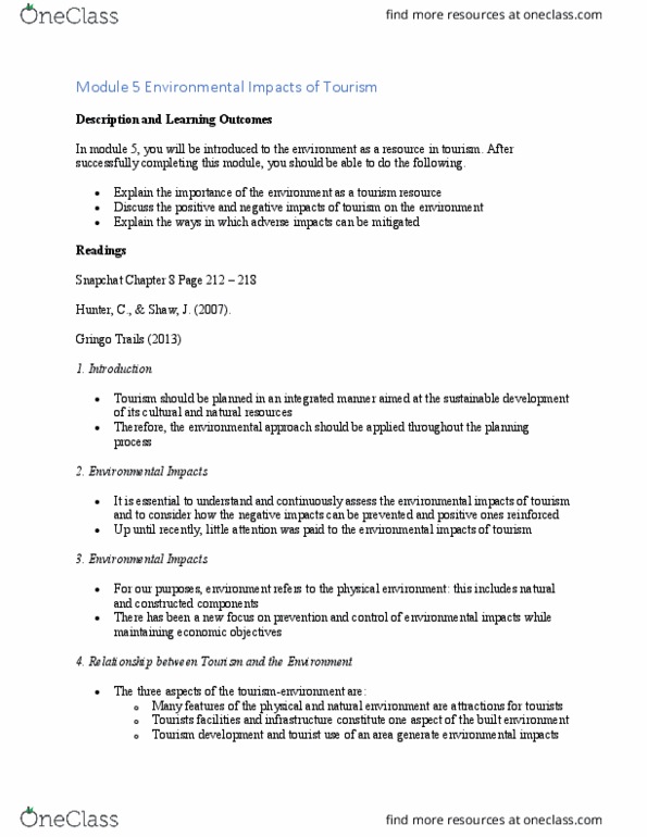 REC280 Lecture Notes - Lecture 5: Caribbean Tourism Organization, Calcium Cyanamide, Water Pollution thumbnail