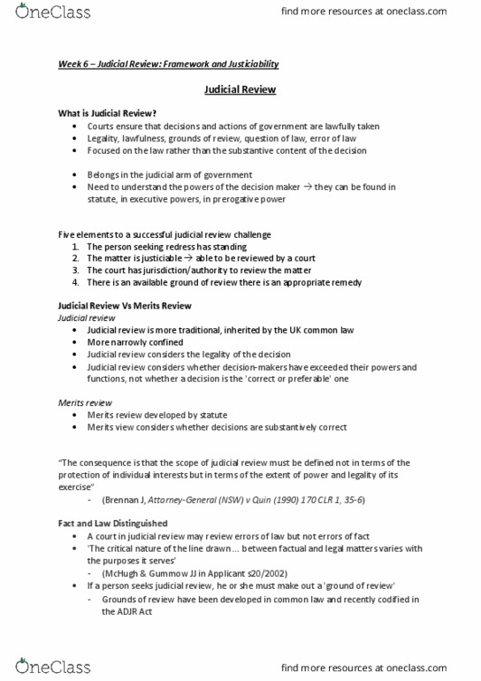 LLB230 Lecture Notes - Lecture 6: Peko, Administrative Appeals Tribunal, Signals Intelligence thumbnail