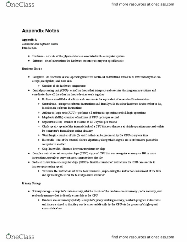 MIS 180 Chapter Notes - Chapter Appendix A : Data Management, Laser Printing, Photocopier thumbnail