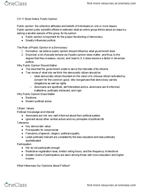 POSC150 Chapter Notes - Chapter 11: Middle Age, Rational Ignorance, Limited Voting thumbnail