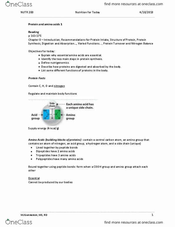 NUTR 200 Lecture Notes - Lecture 11: Sickle-Cell Disease, Enterocyte, Collagen thumbnail