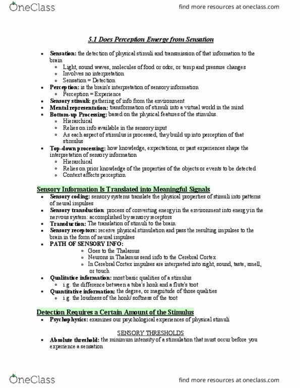 PSY 201 Lecture Notes - Lecture 5: Agnosia, Brain Implant, Color Vision thumbnail