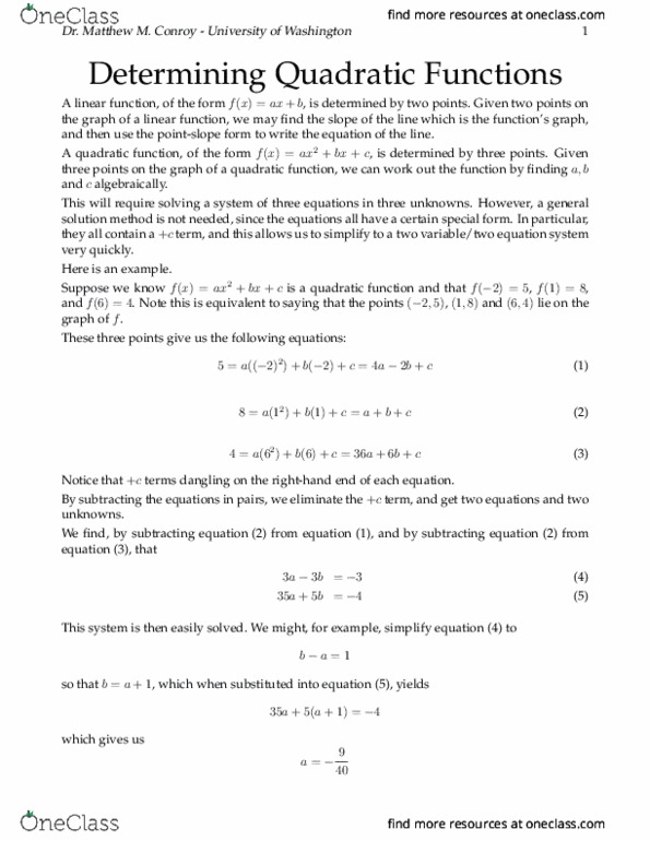 MATH 120 Lecture Notes - Lecture 38: Quadratic Function thumbnail