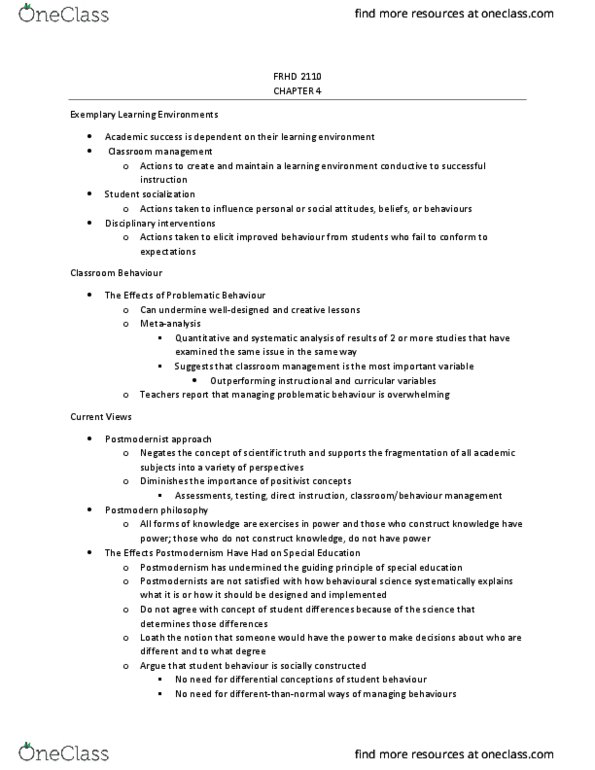 FRHD 2110 Chapter Notes - Chapter 4: Attention Span, Impulsivity, Conduct Disorder thumbnail