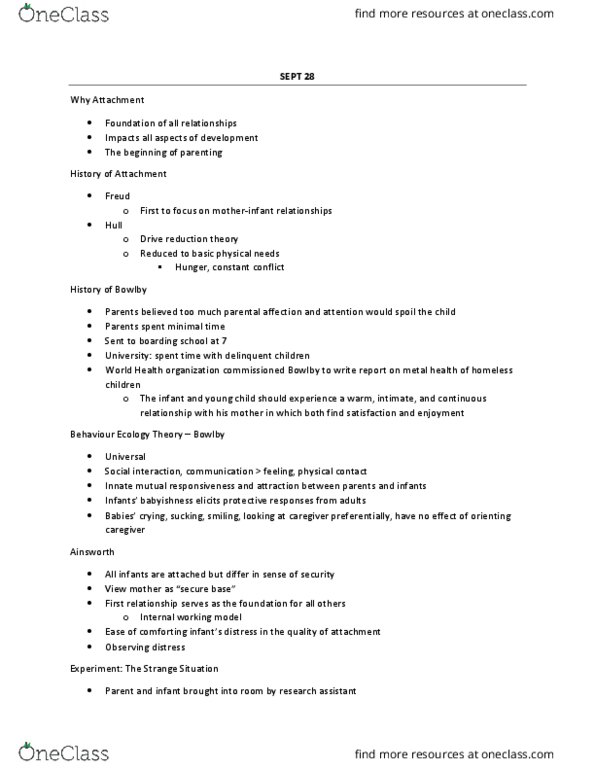 FRHD 2270 Lecture Notes - Lecture 5: Child Abuse, John Bowlby thumbnail