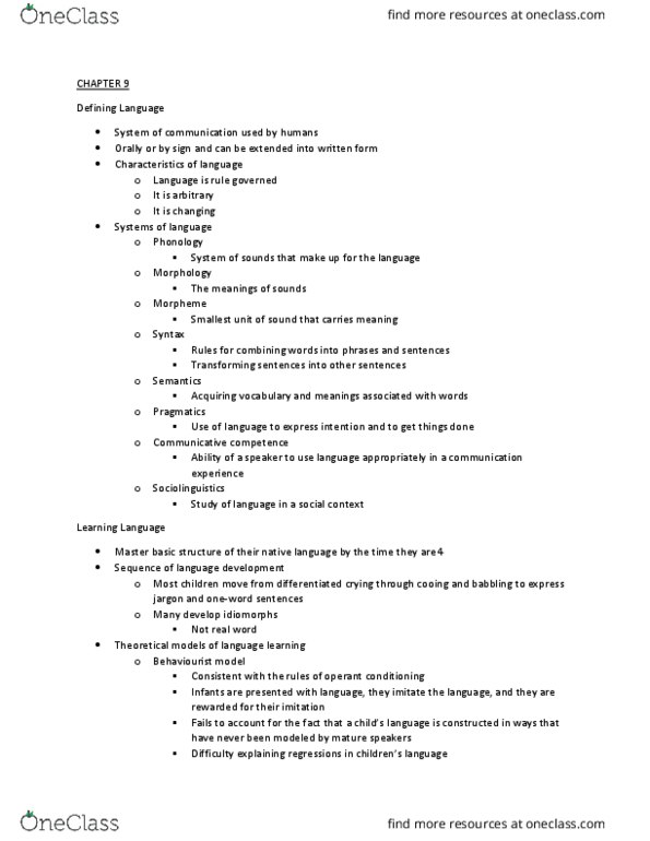 FRHD 2040 Chapter Notes - Chapter 9: Dramatization, Brainstorming, Communicative Competence thumbnail