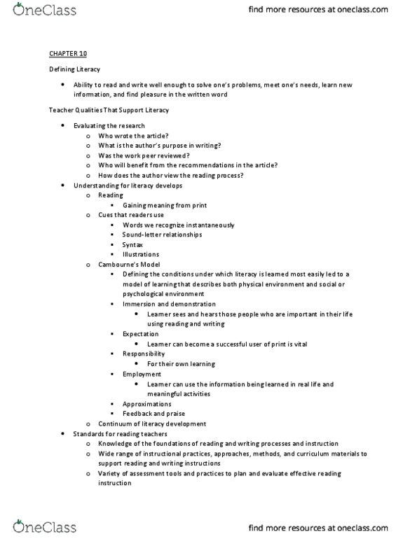 FRHD 2040 Chapter Notes - Chapter 10: Grammar, Phonemic Awareness, Guided Reading thumbnail