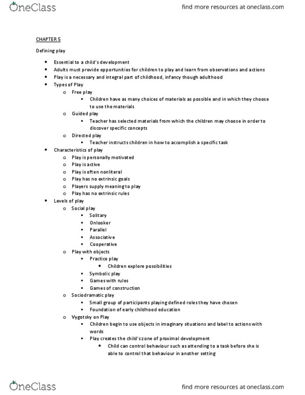 FRHD 2040 Chapter Notes - Chapter 5: Earth Science, Lev Vygotsky thumbnail