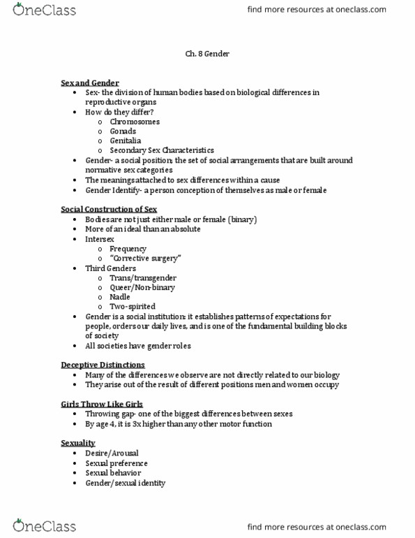 SOC 1001 Lecture Notes - Lecture 4: Stonewall Riots, Heterosexuality thumbnail