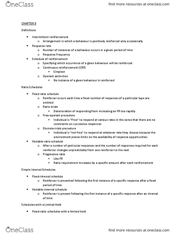 FRHD 3150 Chapter Notes - Chapter 8: Reinforcement thumbnail