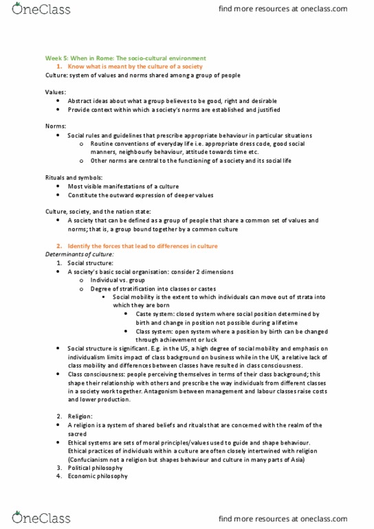 MGMT1101 Lecture Notes - Lecture 5: Ethnocentrism, Masculinity, Gender Equality thumbnail