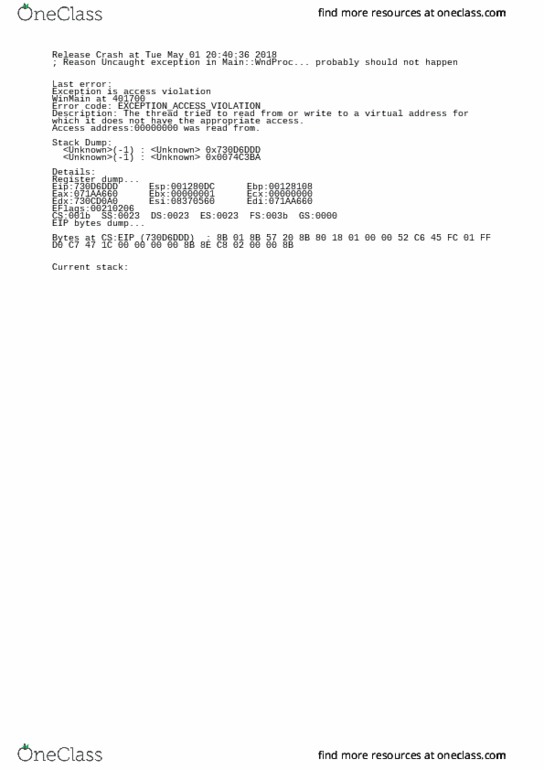 ENGL 003 Chapter Notes - Chapter 5: Segmentation Fault thumbnail