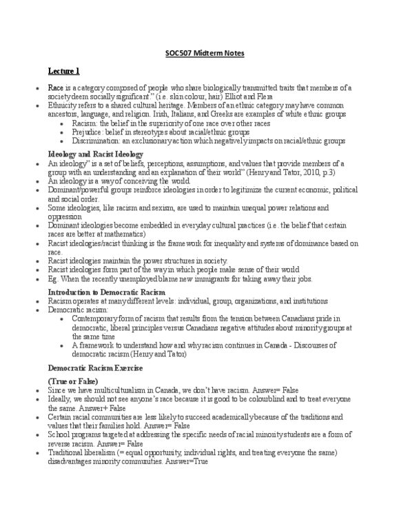 SOC 507 Lecture Notes - Lecture 3: Canada Labour Code, Canadian Human Rights Act, Indian Act thumbnail