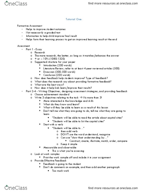 EDUC4130 Lecture Notes - Lecture 1: Summative Assessment thumbnail