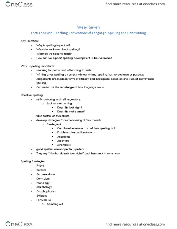 EDUC3651 Lecture Notes - Lecture 7: Task Management, Phonemic Awareness, Phoneme thumbnail