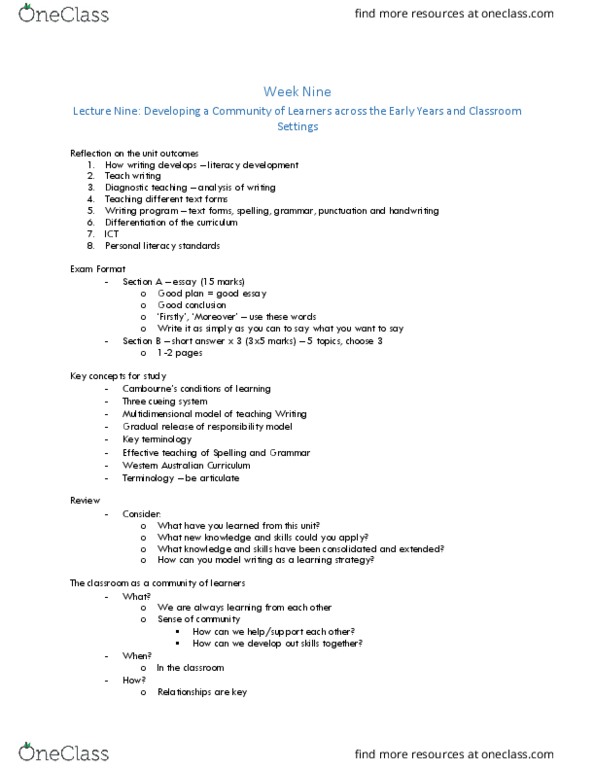 EDUC3651 Lecture Notes - Lecture 9: Phoneme, Australian English, Phonological Awareness thumbnail
