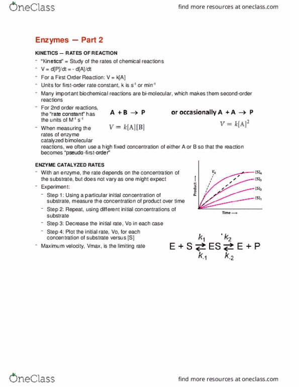BCEM 393 Lecture Notes - Lecture 8: Turnover Number, Enzyme Kinetics, Ionic Strength thumbnail