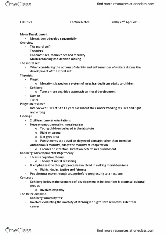 EDFD177 Lecture Notes - Lecture 8: Moral Character, Emoji, Moral Realism thumbnail