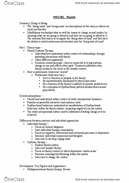 PSYC201 Lecture Notes - Lecture 8: Active Listening, Family Therapy thumbnail