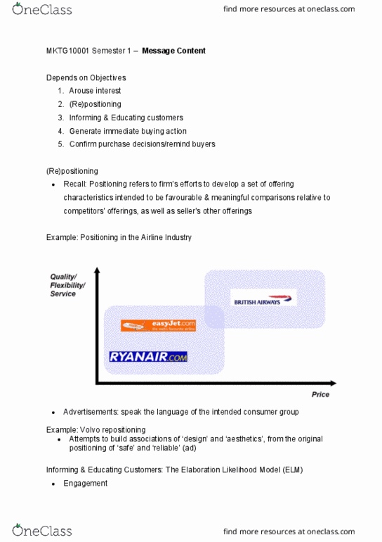 MKTG10001 Lecture Notes - Lecture 12: Elaboration Likelihood Model thumbnail