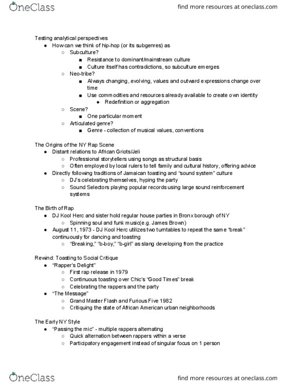 CAT 1 Lecture Notes - Lecture 13: Mc Lyte, 2 Live Crew, Dj Jazzy Jeff thumbnail