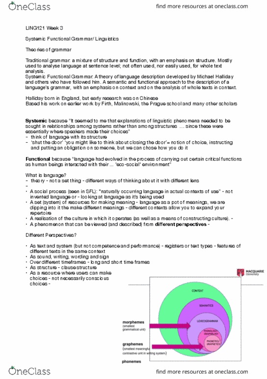 LING121 Lecture Notes - Lecture 3: Trobriand Islands, Advance-Fee Scam, Prague School thumbnail