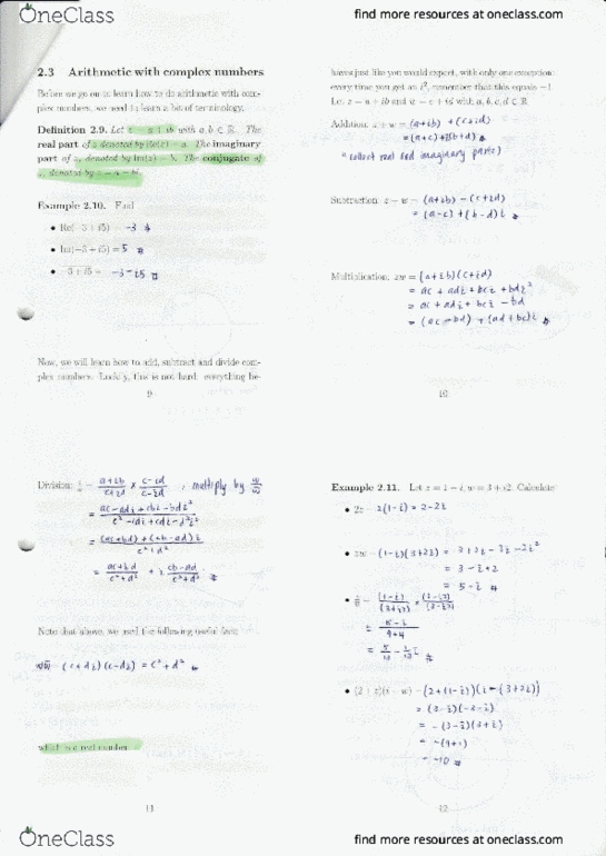MATH1131 Lecture Notes - Lecture 10: Complex Plane, Ternary Numeral System, Verb thumbnail