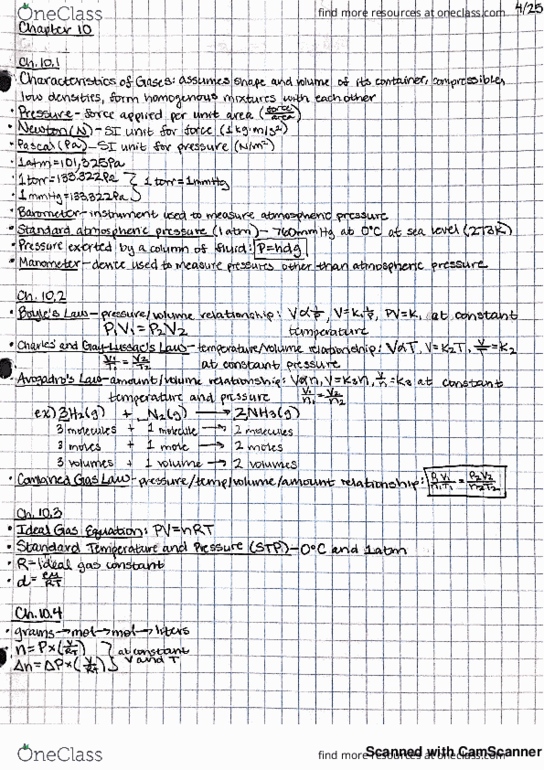 CHE 201 Lecture 18: CHE 201- Class Notes 4.25 thumbnail