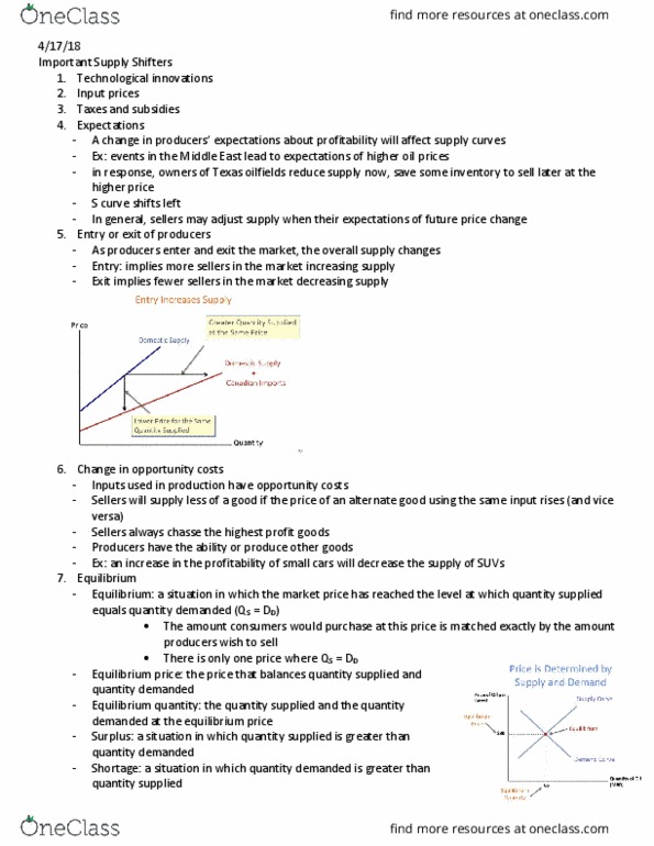 ECON 1 Lecture Notes - Lecture 5: Economic Equilibrium, Demand Curve thumbnail