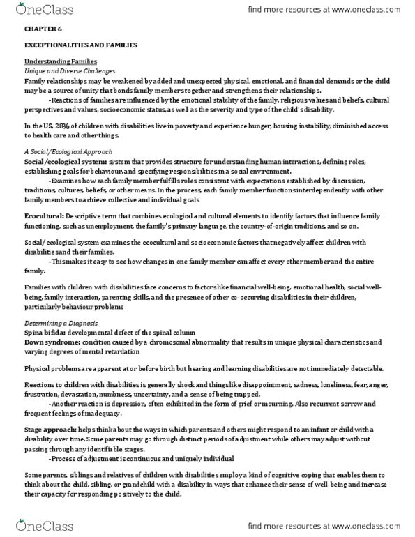 PSY345H5 Chapter Notes - Chapter 6: Respite Care, Spina Bifida, Intellectual Disability thumbnail