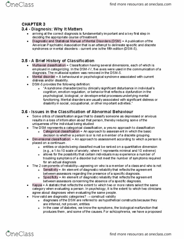 PSYB32H3 Chapter 3: (b) History and Issues in the Classification of Abnormal Behaviour (DSM-5) thumbnail