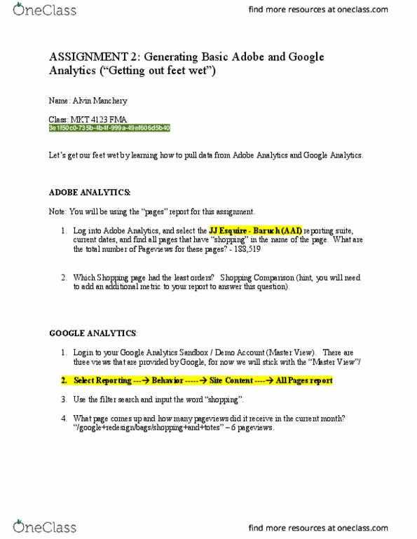 MKT 4123 Lecture Notes - Lecture 2: Adobe Marketing Cloud, Google Analytics thumbnail