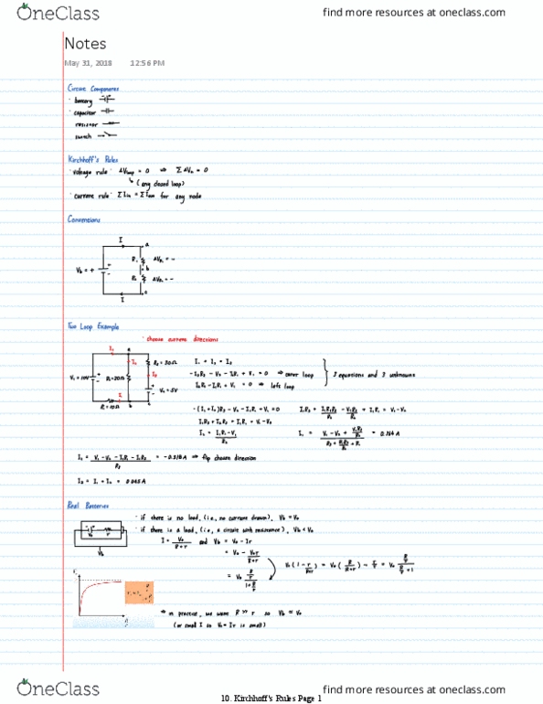 PHYS 121 Lecture Notes - Lecture 10: Internal Resistance, V12 Engine, Resistor thumbnail