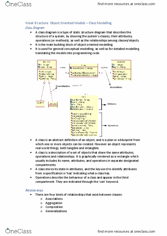 31269 Lecture Notes - Lecture 8: Class Diagram, Unified Modeling Language thumbnail