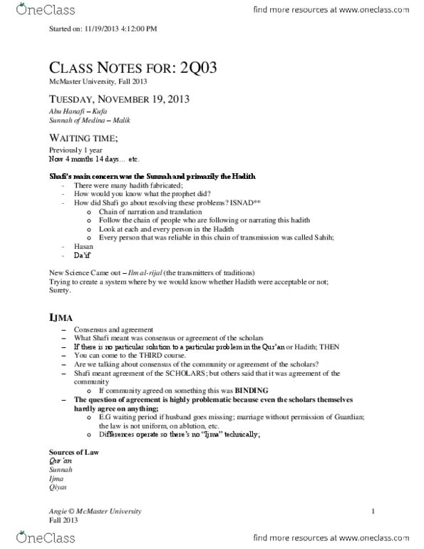 RELIGST 2Q03 Lecture Notes - Nabidh, Qiyas, Sunnah thumbnail