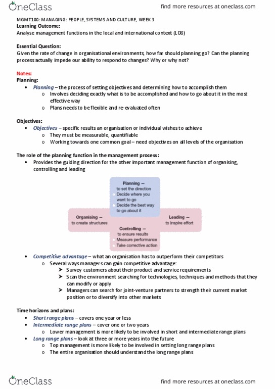 MGMT100 Chapter Notes - Chapter 8: Myofascial Trigger Point, Participatory Planning, Scenario Planning thumbnail