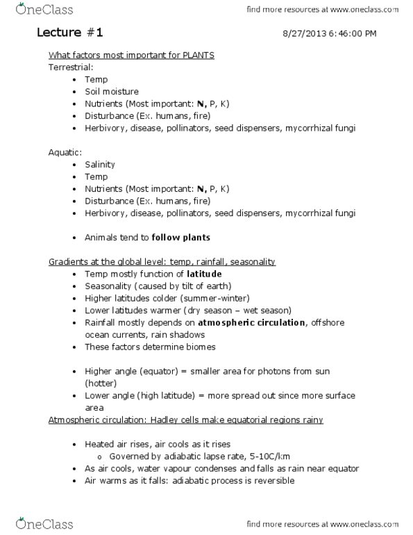 BIO120H1 Lecture Notes - Atmospheric Circulation, Soil, Herbivore thumbnail