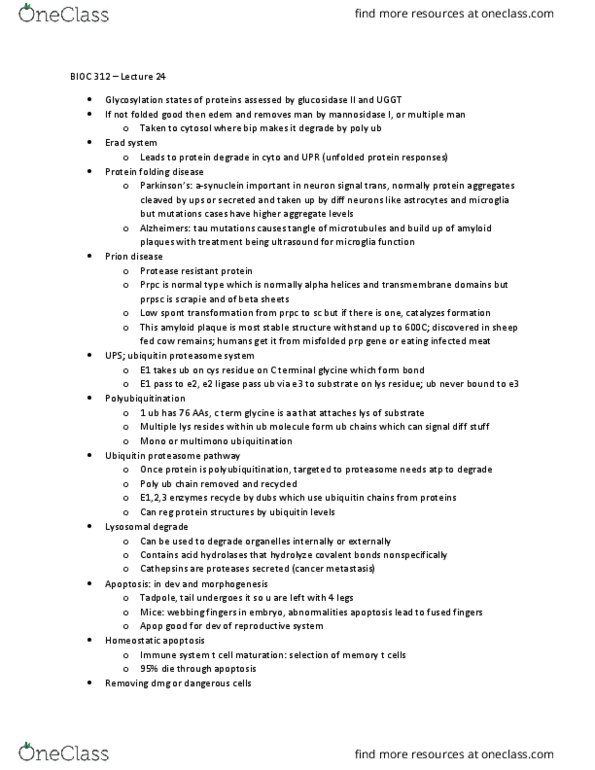 BIOC 312 Lecture Notes - Lecture 24: Inflammasome, Autophagy, Tnf Receptor Superfamily thumbnail