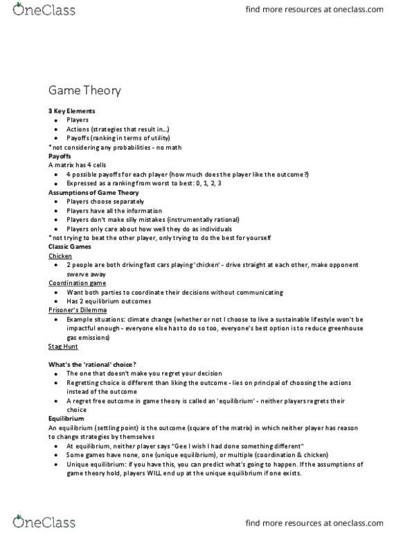 BUS 221 Lecture Notes - Lecture 2: Coordination Game thumbnail