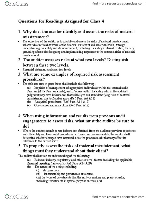 AFM202 Lecture Notes - Lecture 4: Internal Audit, Financial Statement, Internal Control thumbnail