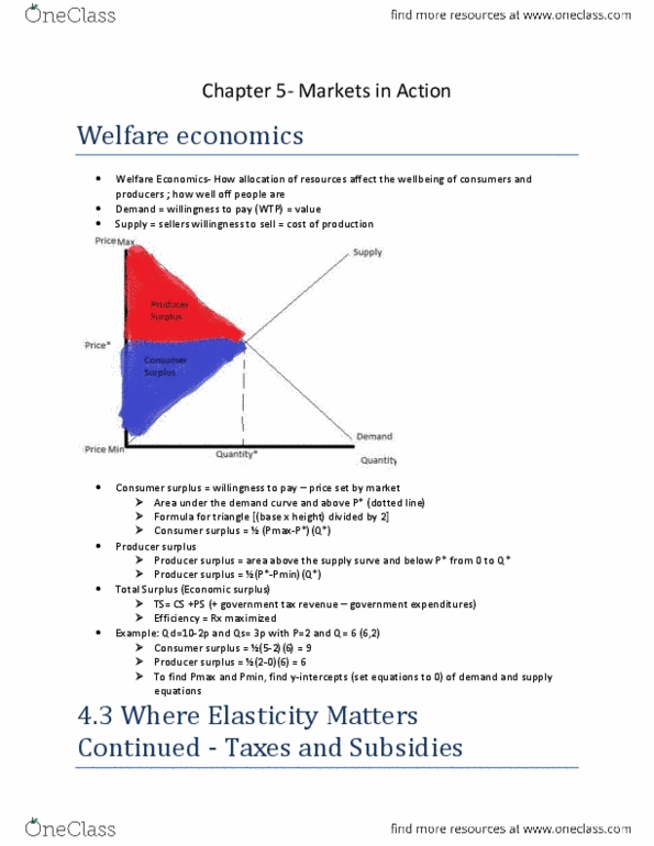 ECO100Y5 Chapter Notes - Chapter 5: Deadweight Loss, Price Ceiling, Economic Surplus thumbnail