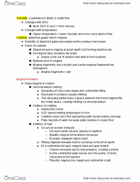 EARTH 20 Lecture Notes - Lecture 3: Andesite, Mount Vesuvius, Global Cooling thumbnail