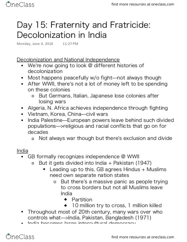 HISTORY 21C Lecture 15: Fraternity and Fratricide: Decolonization in India thumbnail