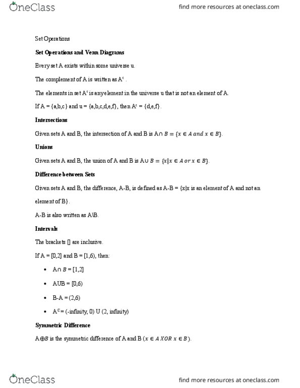 COSI 155b Chapter Notes - Chapter 4: Symmetric Difference thumbnail