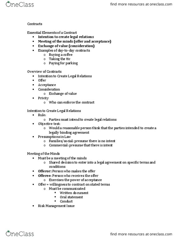 LAW 122 Lecture Notes - Lecture 6: Posting Rule, Tonne, Objective Test thumbnail