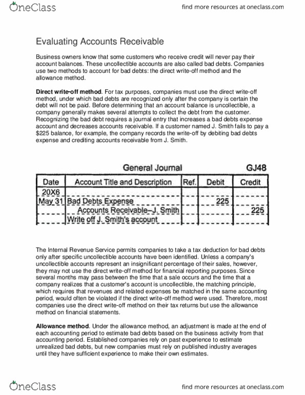 AC 210 Lecture Notes - Lecture 35: Internal Revenue Service, Accounts Receivable, Subledger thumbnail