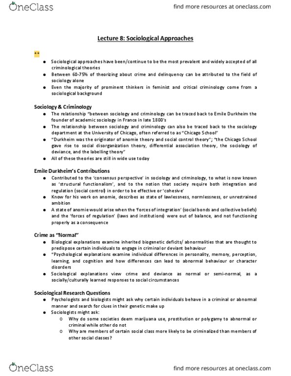 CRIM 101 Lecture Notes - Lecture 8: Social Capital, Concentric Zone Model, Travis Hirschi thumbnail