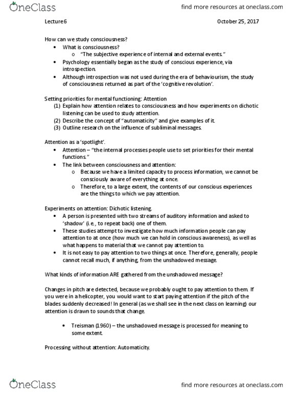 PSY 102 Lecture Notes - Lecture 6: Caffeine, Parasomnia, Torpor thumbnail