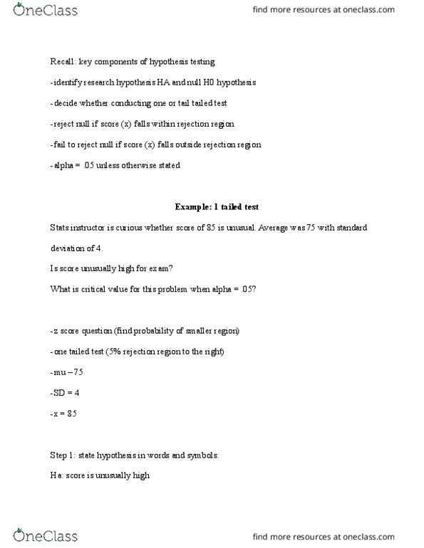 PS296 Lecture Notes - Lecture 9: Test Statistic, Null Hypothesis, Statistical Hypothesis Testing thumbnail
