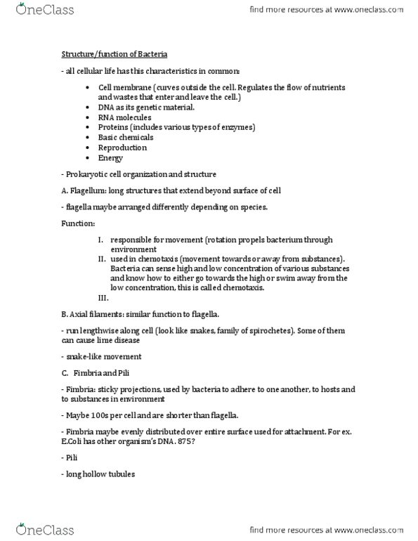 BIOL 2900 Lecture Notes - Lecture 3: Escherichia Coli, Microorganism, Glucosamine thumbnail